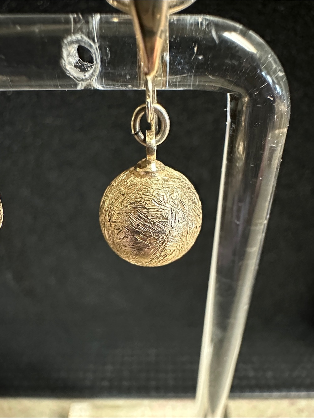 Vintage Trifari Gold Tone Textured Ball Drop Clip-On Earrings - Picture 6 of 6